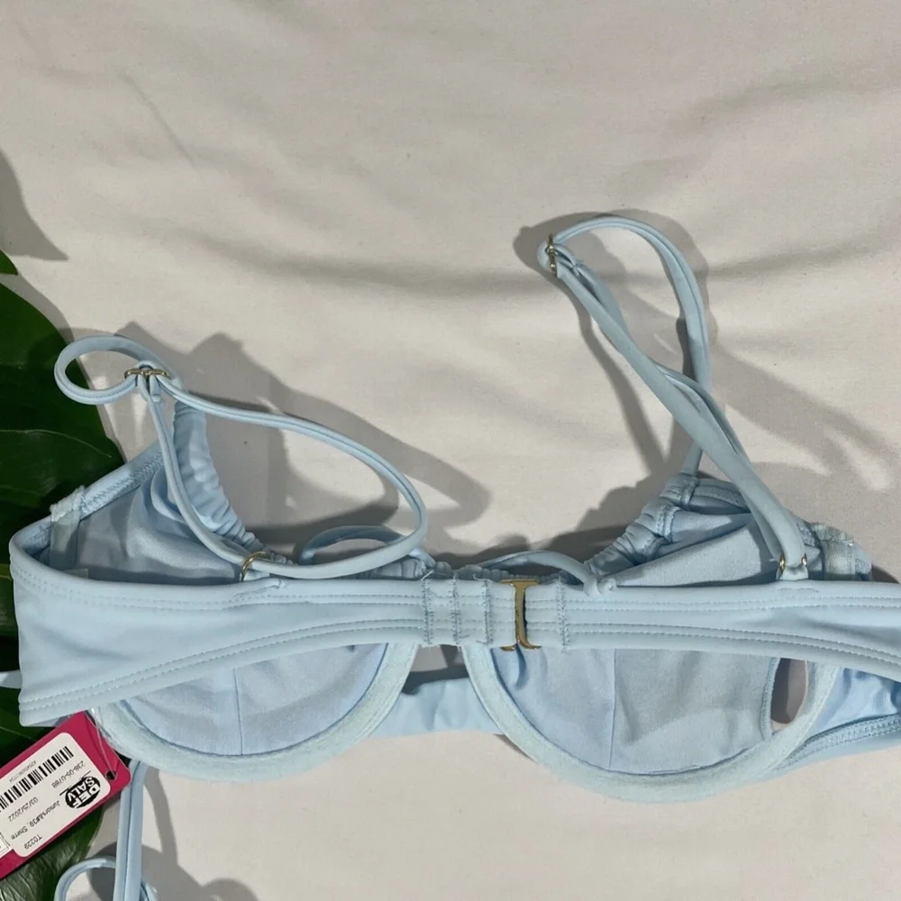 NWD Xhilaration‎ [ Medium ] Shirred Bikini Top + High Leg Bottom Light Blue